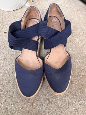 Lifestride - Navy Espadrille Wedges with Cross Straps